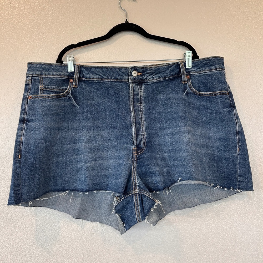 Old Navy Womens Sky-Hi‎ A-Line Denim Shorts Medium Wash Button Fly Size 26 Plus